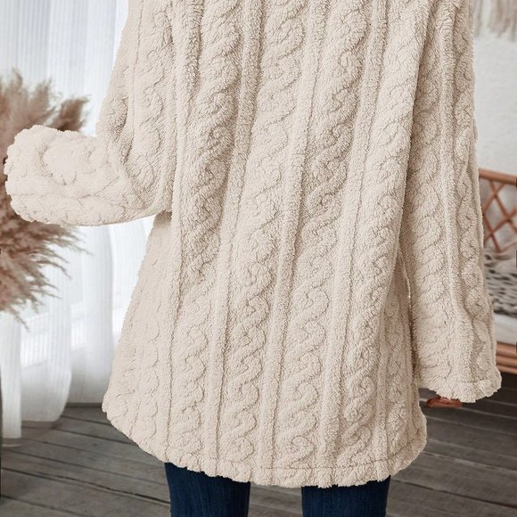 Apricot Preppy Womens Double Breasted Lapel Neck Flannelette Coat - Picture 3 of 5